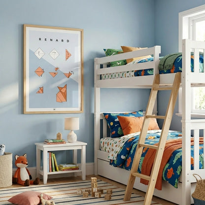 Affiche origami renard, poster minimaliste géométrique