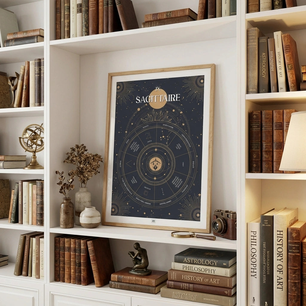 Affiche signe astrologique Sagittaire, poster vintage de signe du zodiaque