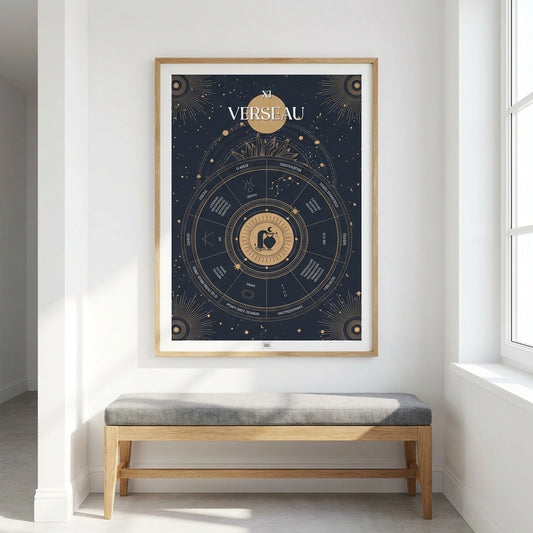 Affiche signe astrologique Verseau, poster vintage de signe du zodiaque